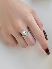 Anello Da Sposa Con Perla A Goccia In S925