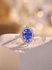 Anello Di Fidanzamento Con Zaffiro Taglio Brillante A Pera Da 2 Carati