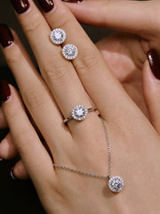 Semplice Anello Di Fidanzamento Rotondo Scintillante In Argento Sterling 925