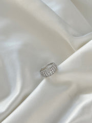Anello A Fascia In Argento Sterling 925 Con Zirconi Bianchi