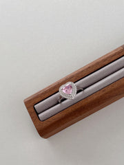 Anello In Argento Sterling Con Zirconi Rosa A Forma Di Cuore