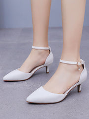 Scarpe Da Sposa In PU Opaco Punta A Punta Con Tacco Medio