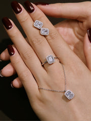 Anello Di Fidanzamento Con Zircone Rettangolare Lucido In Argento Sterling 925