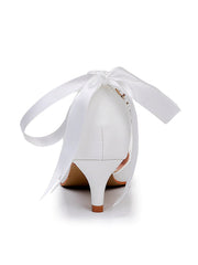 Scarpe Da Sposa Cinturino Alla Caviglia Tacco Kitten Punta A Punta