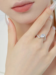 Anello Nuziale In Argento Sterling 925 Con Pietra Preziosa Bianca Taglio A Pera E Ghiaccio Tritato