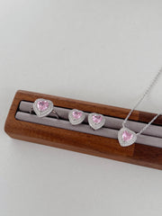 Anello In Argento Sterling Con Zirconi Rosa A Forma Di Cuore