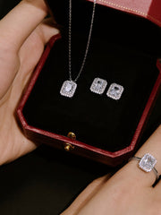 Anello Di Fidanzamento Con Zircone Rettangolare Lucido In Argento Sterling 925