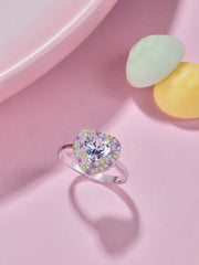 Anello In Argento Sterling Con Zirconi Colorati A Forma Di Cuore