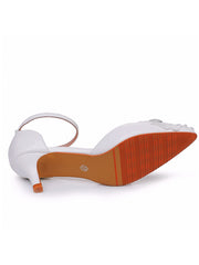 Scarpe Da Sposa Punta A Punta Decorate Con Pizzo Bianco E Strass
