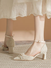 Scarpe Da Sposa Con Perle E Tacco Grosso