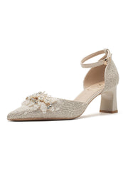 Scarpe Da Sposa Con Perle E Tacco Grosso