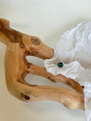Anello In Argento Sterling 925 Con Smeraldo Rotondo