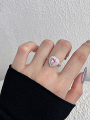 Anello In Argento Sterling Con Zirconi Rosa A Forma Di Cuore