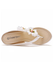 Sandali Zeppa Decorati Con Fiori E Flip Flop