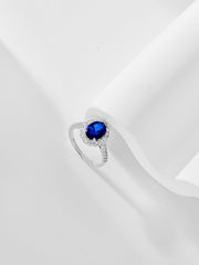 Anello In Argento Sterling Con Zaffiro Blu Reale Ovale