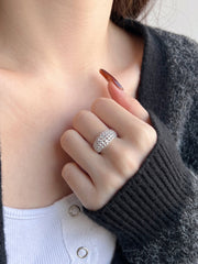 Anello A Fascia In Argento Sterling 925 Con Zirconi Bianchi