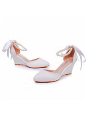 Scarpe Da Sposa Con Tacco A Zeppa Punta A Punta