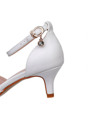 Scarpe Da Sposa In PU Opaco Punta A Punta Con Tacco Medio