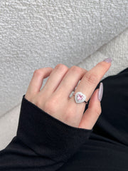 Anello In Argento Sterling Con Zirconi Rosa A Forma Di Cuore