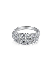 Anello A Fascia In Argento Sterling 925 Con Zirconi Bianchi