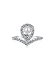 Anello Da Sposa Con Perla A Goccia In S925