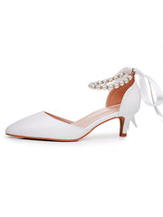 Scarpe Da Sposa Cinturino Alla Caviglia Tacco Kitten Punta A Punta