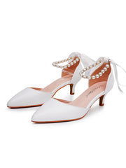 Scarpe Da Sposa Cinturino Alla Caviglia Tacco Kitten Punta A Punta