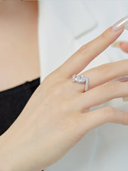 Anello Nuziale In Argento Sterling 925 Con Pietra Preziosa Bianca Taglio A Pera E Ghiaccio Tritato