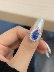 Anello Di Fidanzamento Con Zaffiro Taglio Brillante A Pera Da 2 Carati