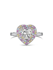 Anello In Argento Sterling Con Zirconi Colorati A Forma Di Cuore
