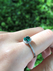 Anello In Argento Sterling 925 Con Smeraldo Rotondo