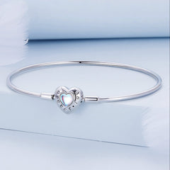 Braccialetto Con Cuore Blu In Pietra Di Luna Regalo Perfetto
