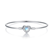 Braccialetto Con Cuore Blu In Pietra Di Luna Regalo Perfetto