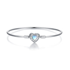 Braccialetto Con Cuore Blu In Pietra Di Luna Regalo Perfetto