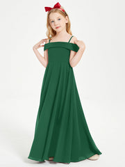 Abiti Da Damigella Junior Chic Con Spalle Scoperte Verde Scuro