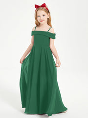 Abiti Da Damigella Junior Chic Con Spalle Scoperte Verde Scuro