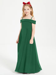 Abiti Da Damigella Junior Chic Con Spalle Scoperte Verde Scuro