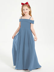 Abiti Da Damigella Junior Chic Con Spalle Scoperte Blu Ardesia