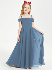 Abiti Da Damigella Junior Chic Con Spalle Scoperte Blu Ardesia