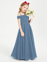 Abiti Da Damigella Junior Chic Con Spalle Scoperte Blu Ardesia