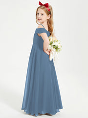 Abiti Da Damigella Junior Chic Con Spalle Scoperte Blu Ardesia