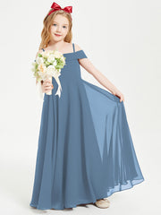 Abiti Da Damigella Junior Chic Con Spalle Scoperte Blu Ardesia