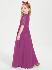 Abito Lungo Damigella Junior Top In Pizzo Con Maniche A Mezza Lunghezza Orchidea