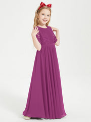 Abito Lungo Damigella Junior Top In Pizzo Con Maniche A Mezza Lunghezza Orchidea