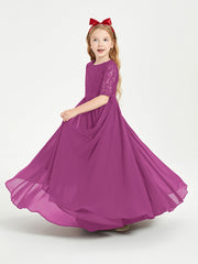 Abito Lungo Damigella Junior Top In Pizzo Con Maniche A Mezza Lunghezza Orchidea