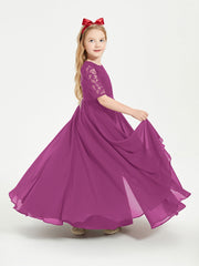 Abito Lungo Damigella Junior Top In Pizzo Con Maniche A Mezza Lunghezza Orchidea