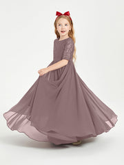 Abito Lungo Damigella Junior Top In Pizzo Con Maniche A Mezza Lunghezza Malva Vintage