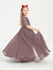 Abito Lungo Damigella Junior Top In Pizzo Con Maniche A Mezza Lunghezza Malva Vintage
