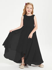 Abiti Da Damigella Junior Asimmetrici Moderni con Scollo A Cappuccio Nero