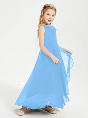 Abiti Da Damigella Junior Asimmetrici Moderni con Scollo A Cappuccio Blu